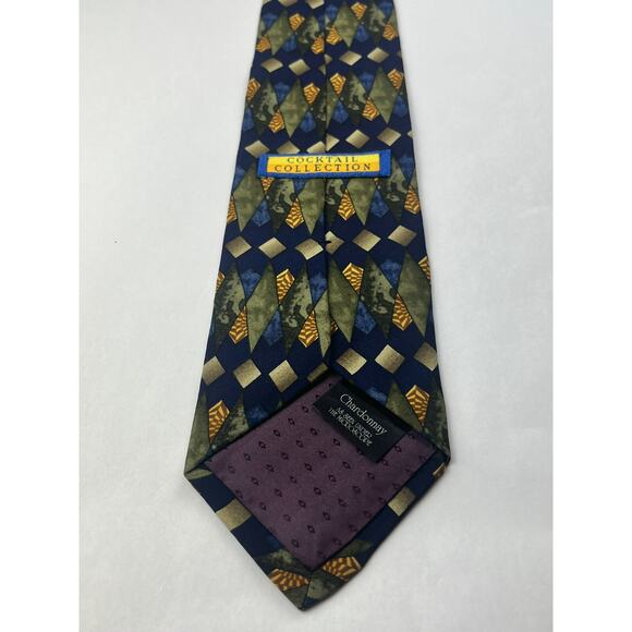 Cocktail Collections by Stonehedge Silk Necktie Chardonnay Geometric Multi-Color - Picture 4 of 9